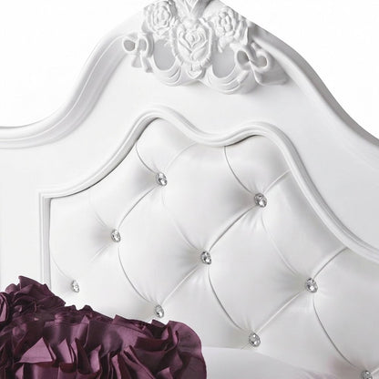 Okume Twin Bed Frame with Headboard, Traditional Platform Bedframe, White