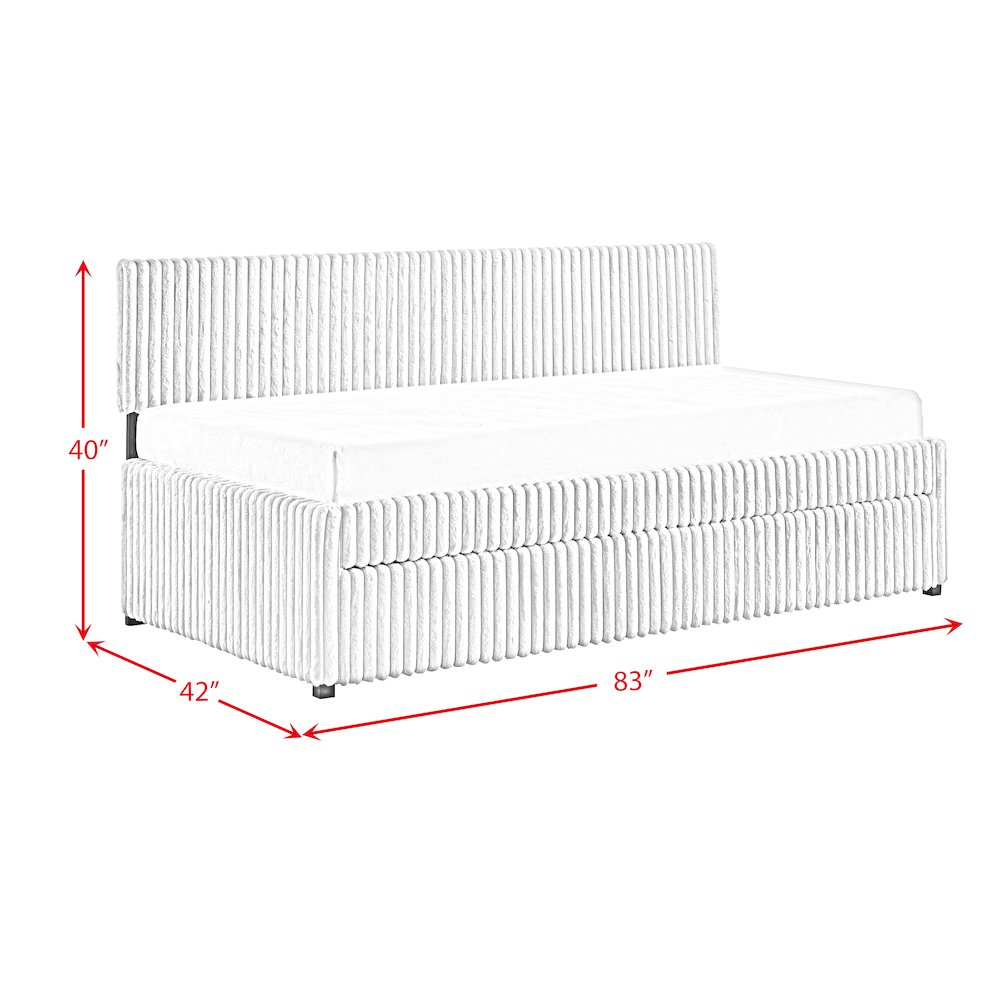 Amelia Twin Daybed with Trundle in Corduroy Beige