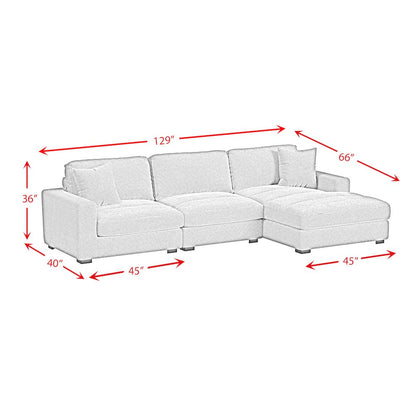 Mesa Modular 3PC Sectional Set with RHF Chaise in Steno Stone