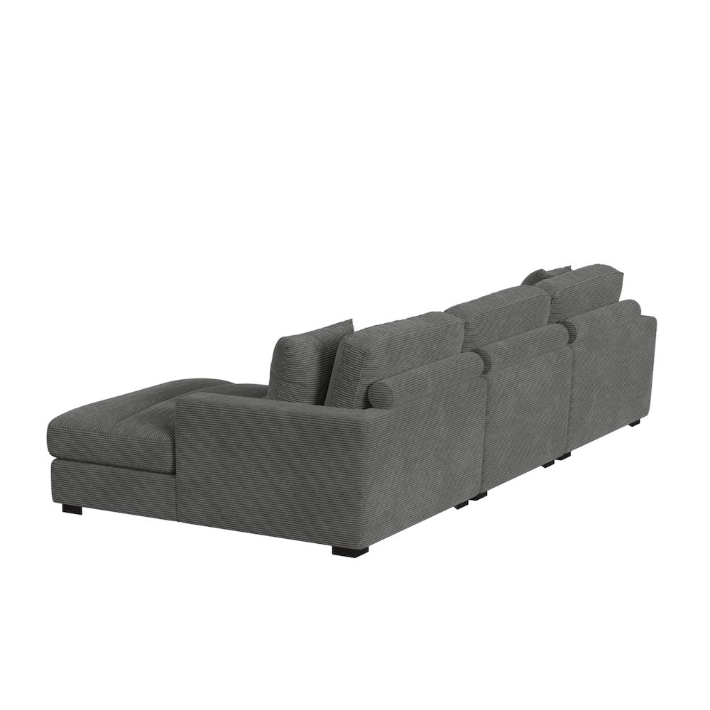 Mesa Modular 3PC Sectional Set with RHF Chaise in Steno Charcoal