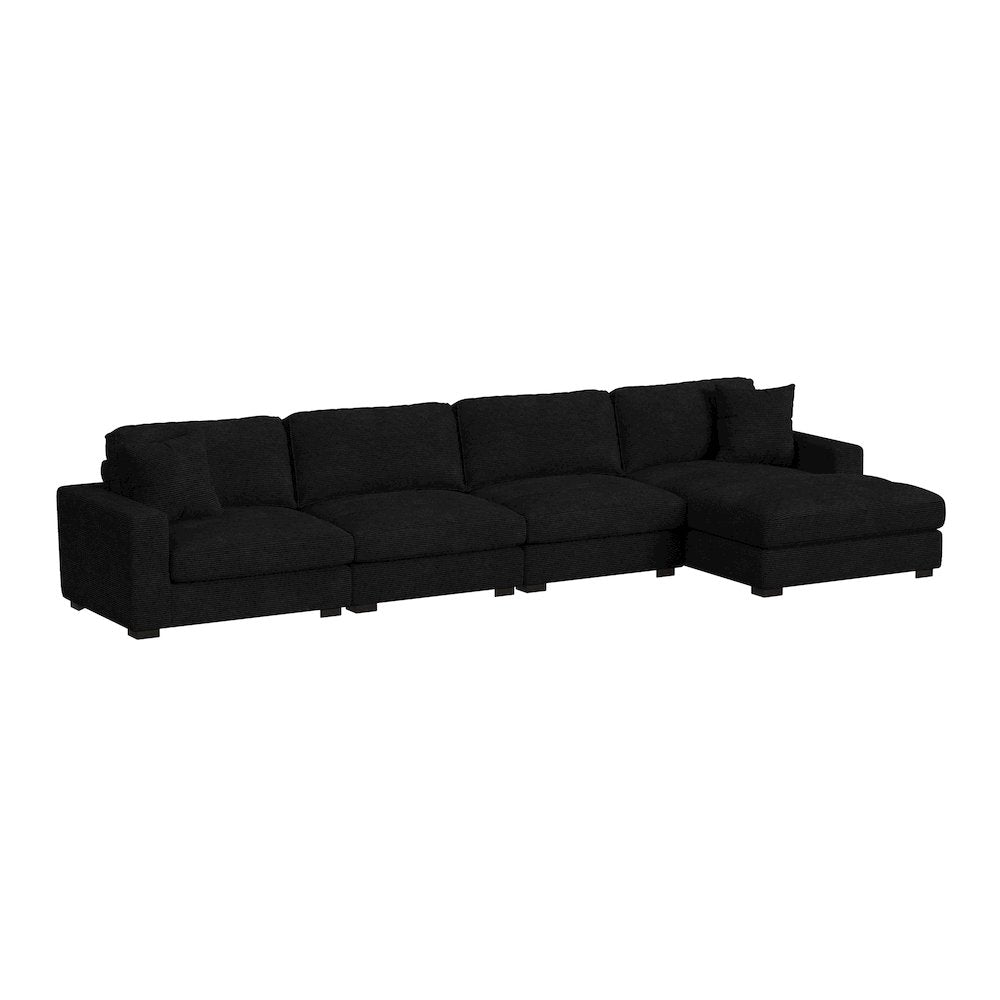 Arizona 4PC Sectional Set with RHF Chaise in Steno Black
