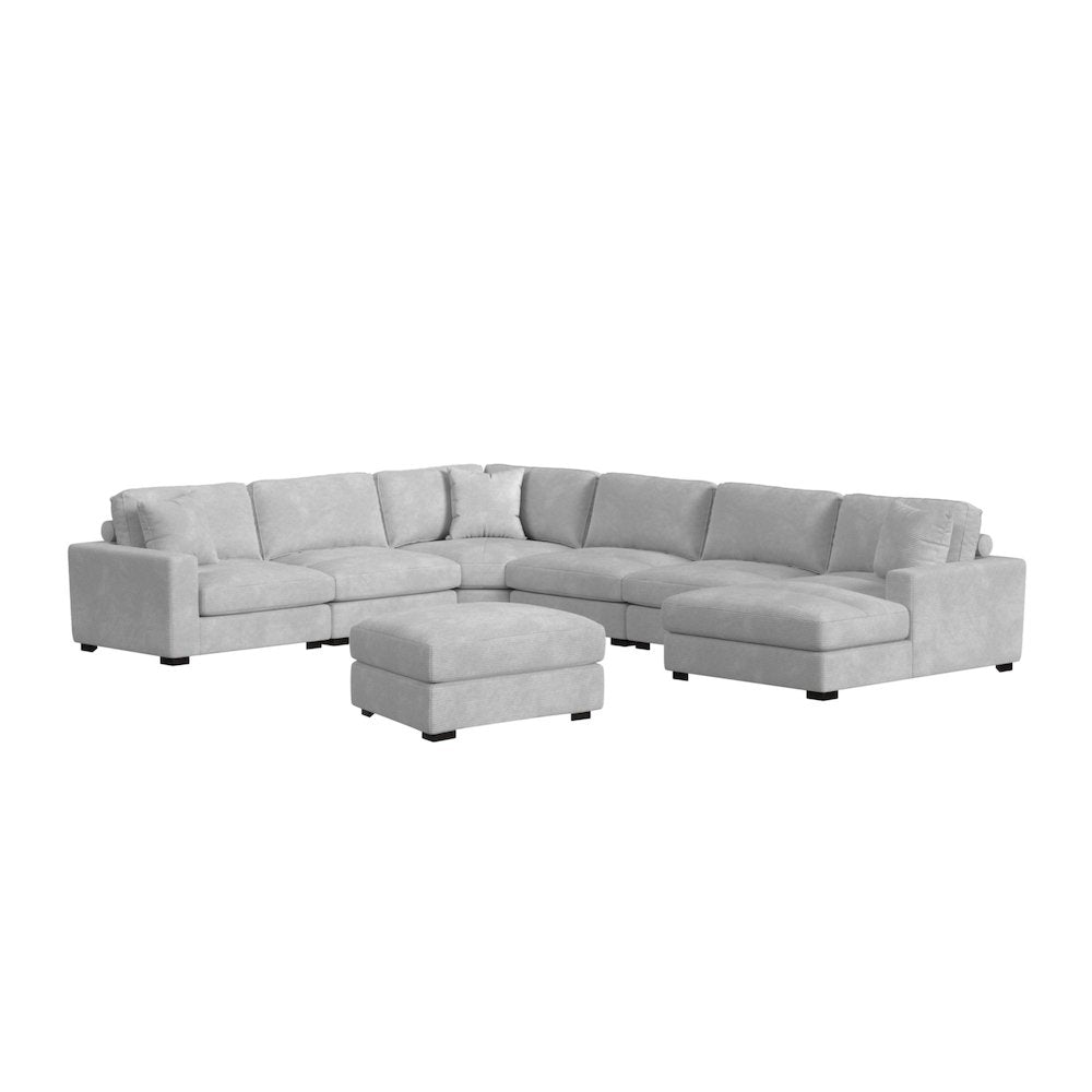 Mesa Modular 7PC Sectional Set with RHF Chaise in Steno Stone