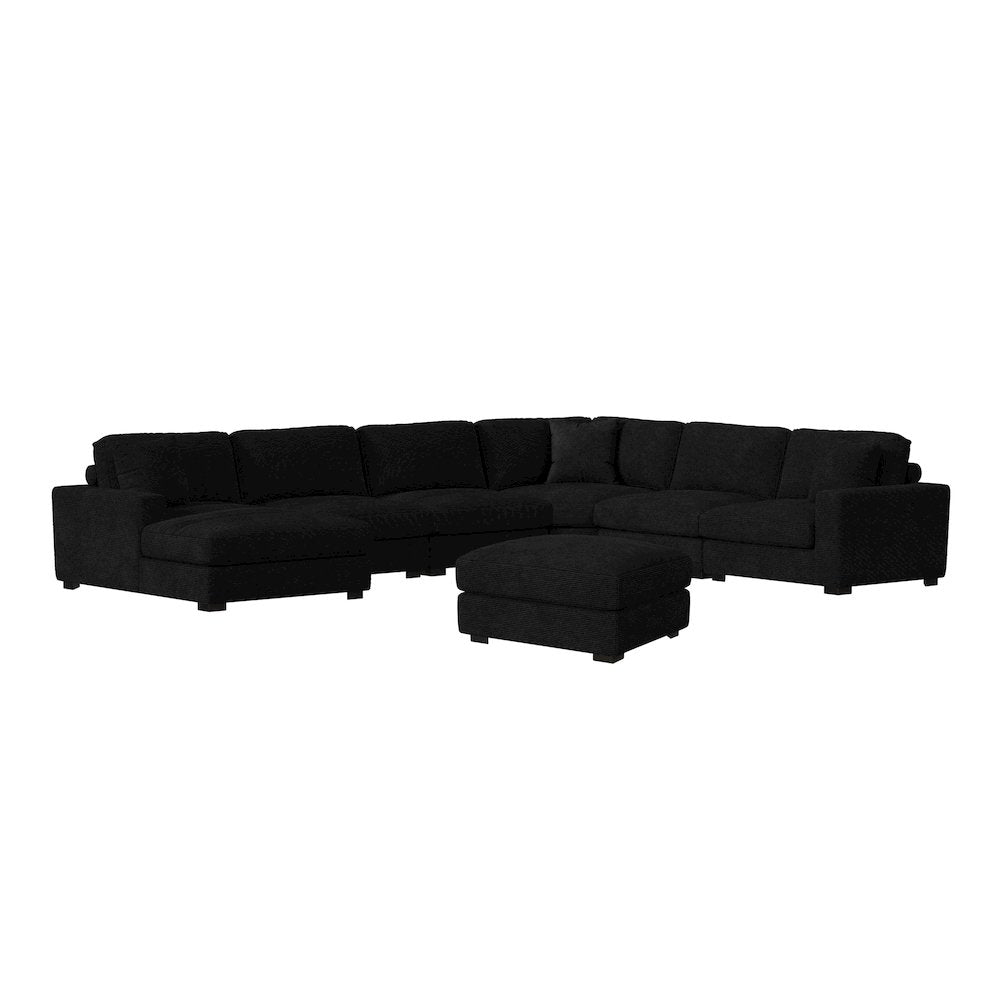 Arizona 7PC Sectional Set with LHF Chaise in Steno Black