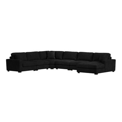 Arizona 6PC Sectional Set with RHF Chaise in Steno Black