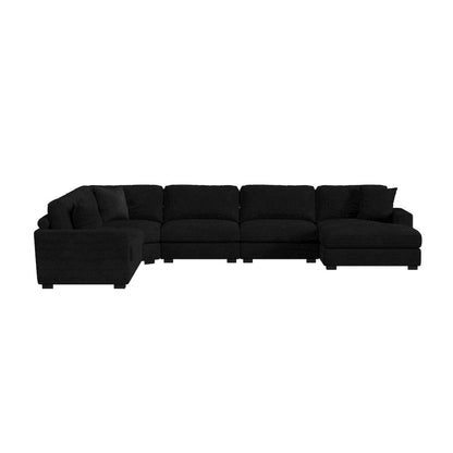Arizona 6PC Sectional Set with RHF Chaise in Steno Black