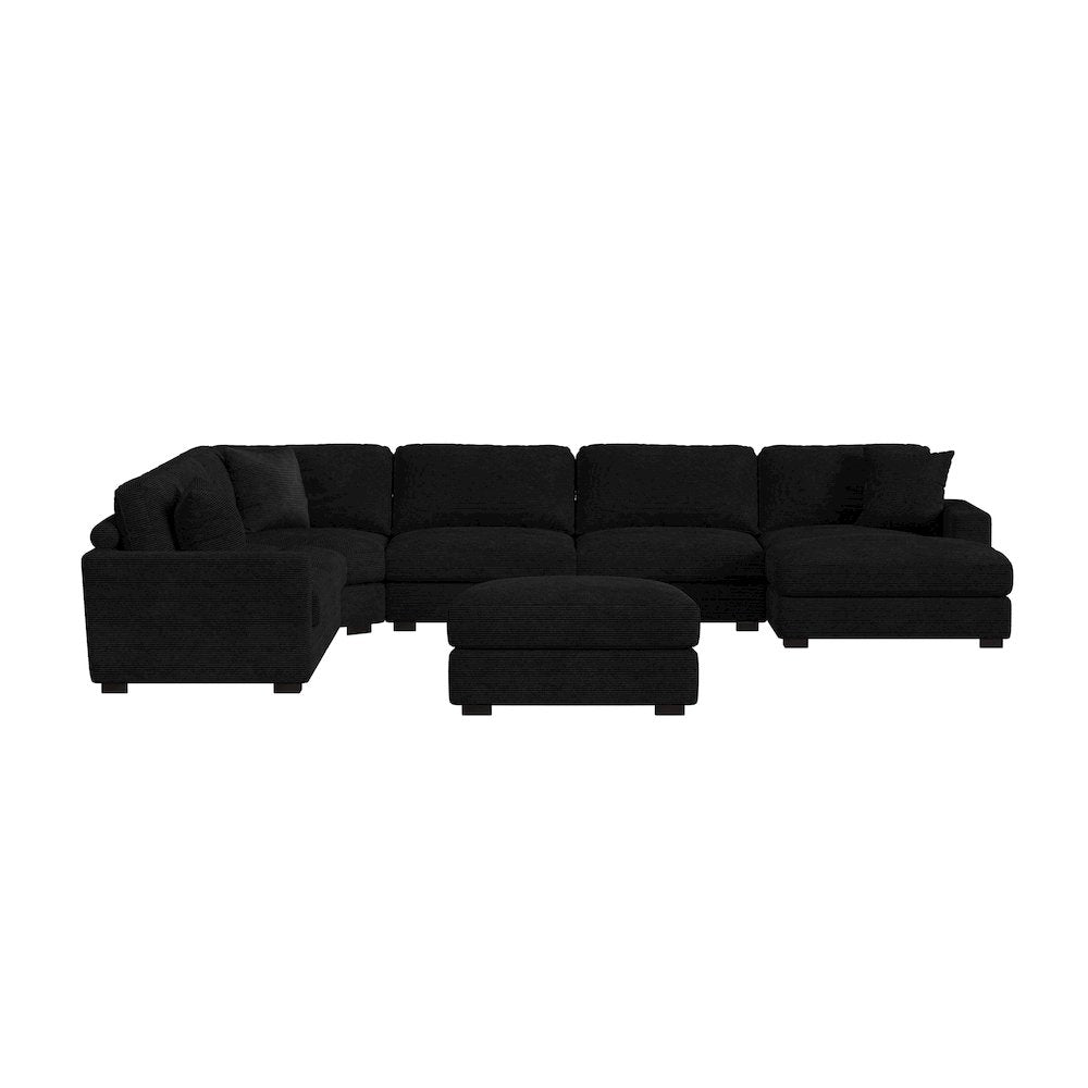 Arizona 7PC Sectional Set with RHF Chaise in Steno Black