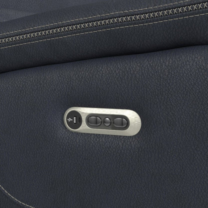 Florin Power Motion Loveseat with Power Headrest and Console in Pebble Navy