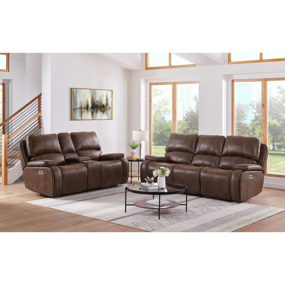 Grover 2PC Living Room Set in Heritage Brown-Sofa & Loveseat