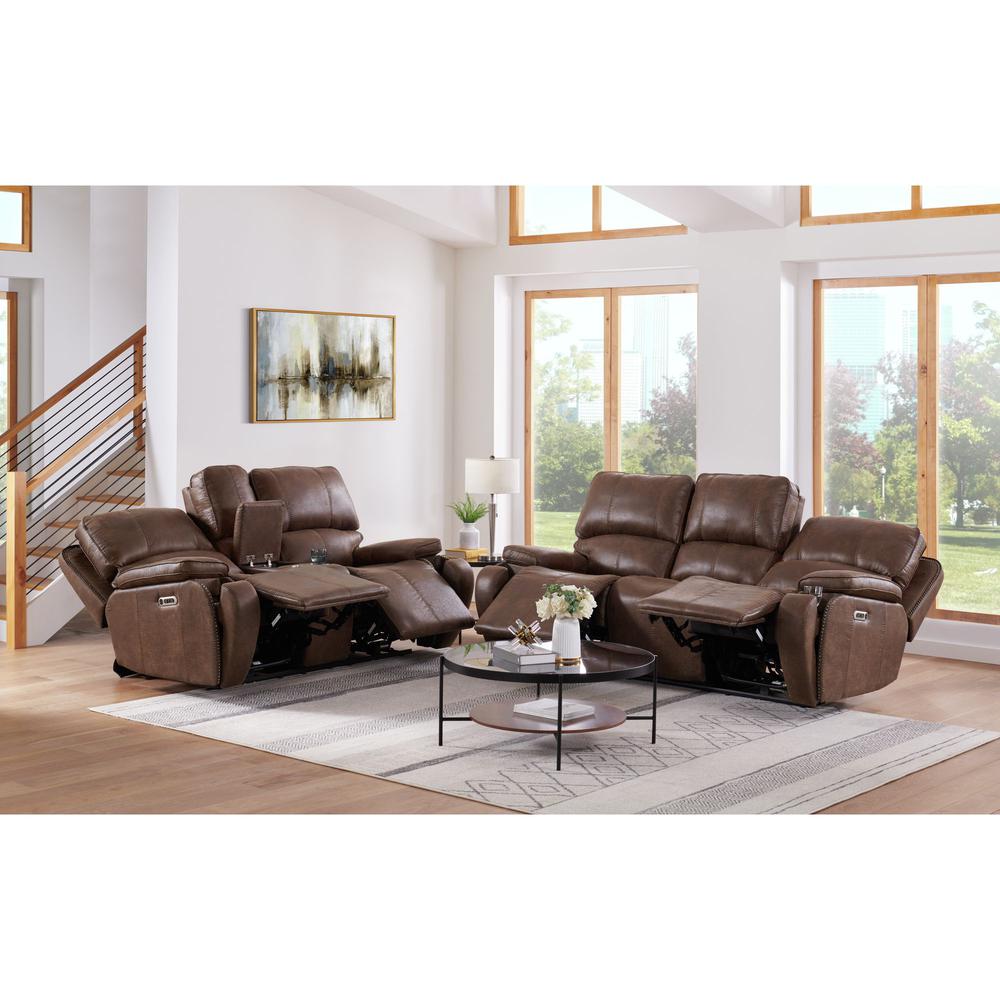 Grover 2PC Living Room Set in Heritage Brown-Sofa & Loveseat