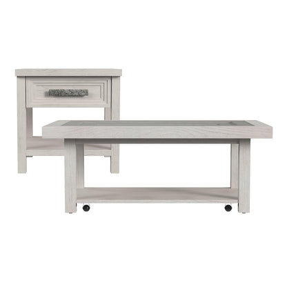 Avalanche 2PC Occasional Table Set in Antique White-Coffee Table & End Table