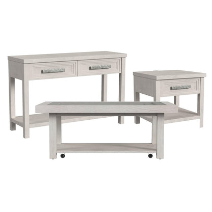 3PC Occasional Table Set in Antique White-Coffee Table, End Table & Sofa Table