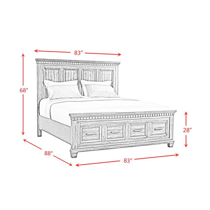 Windom King Storage 4PC Bedroom Set in Antique White