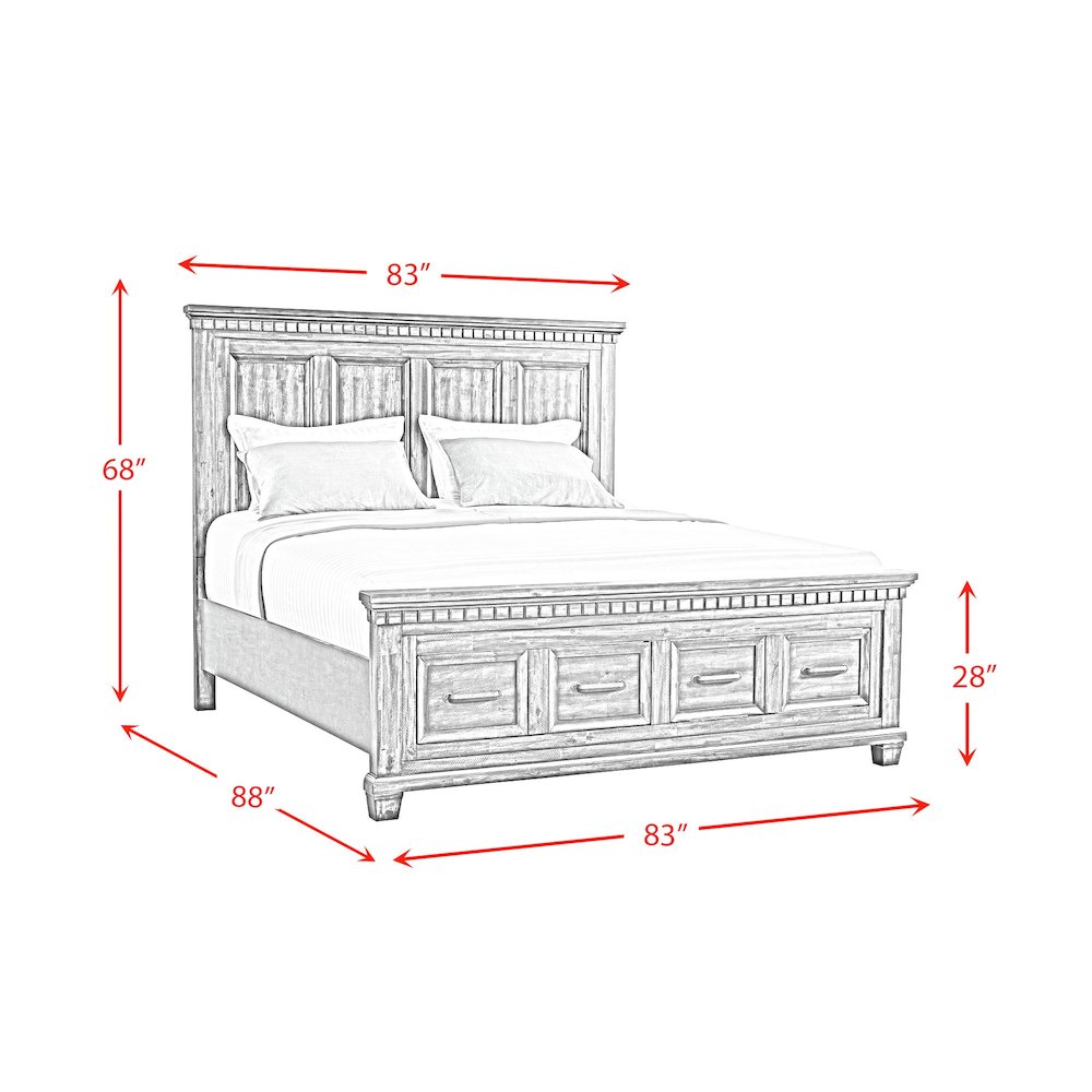 Windom King Storage 4PC Bedroom Set in Antique White