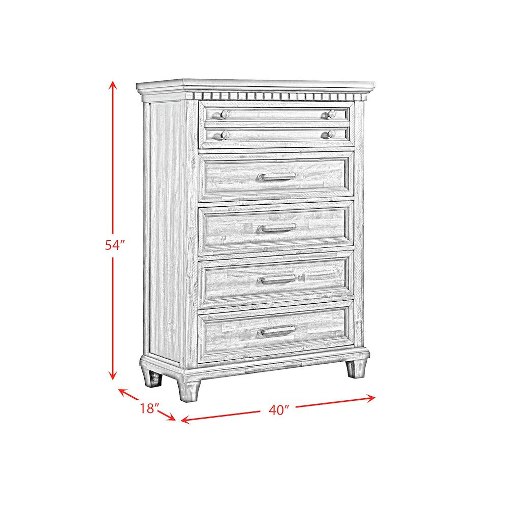 Windom King Storage 5PC Bedroom Set in Antique White