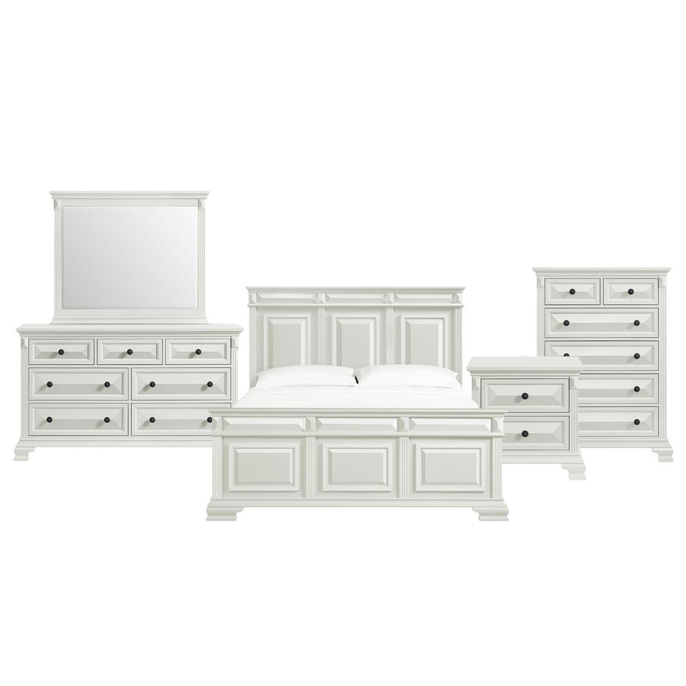 Sumner King Panel 5PC Bedroom Set in Antique White