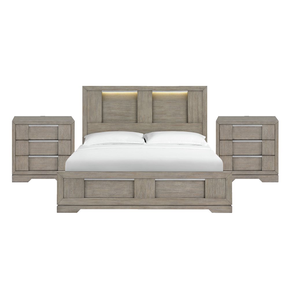 Argo King 3PC Bedroom Set in Grey