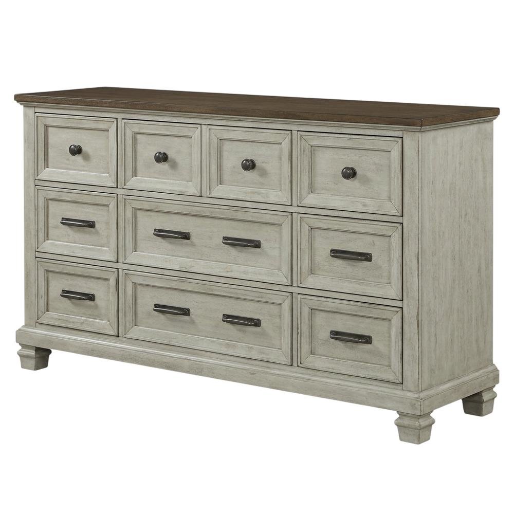 Acacia Panel Queen Bed, Mirror, and Nightstand Farmhouse Set, Medium Brown
