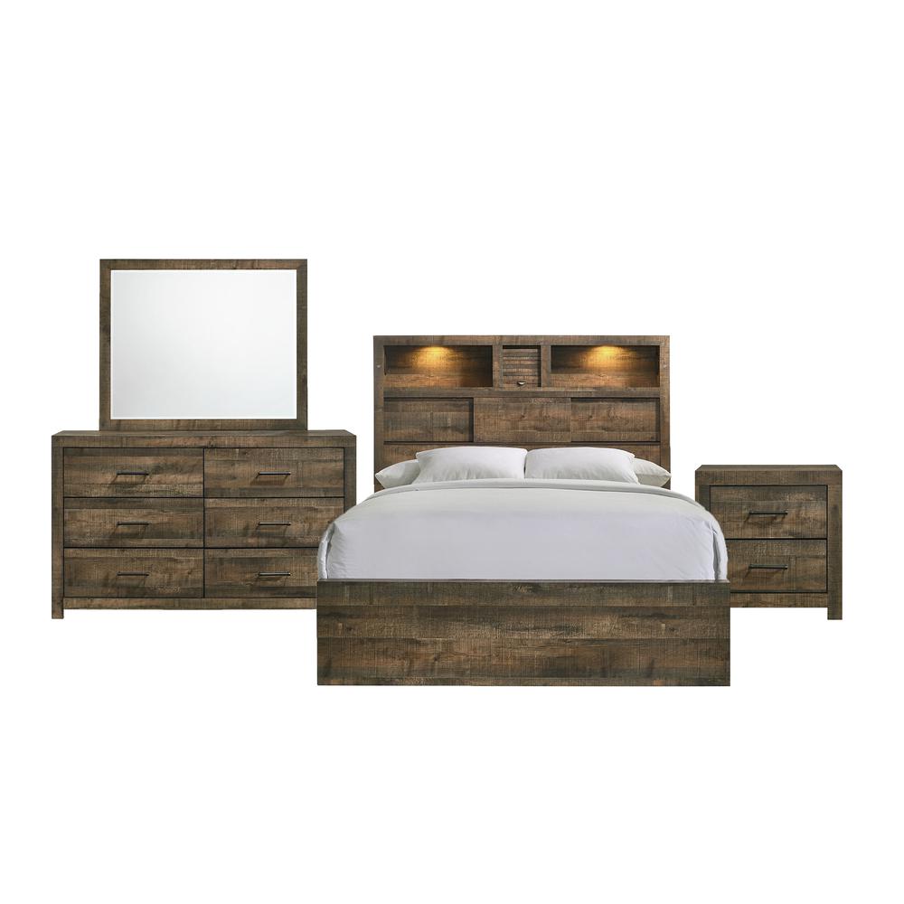 Beckett King Bookcase Panel 4PC Bedroom Set with Bluetooth