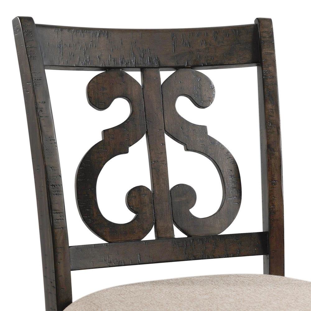 Swirl Back Wooden Dining Chairs for Kitchen and Dining in Brown Finish