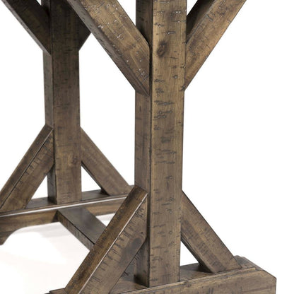 Brown Acacia Veneer Trestle Coffee Table