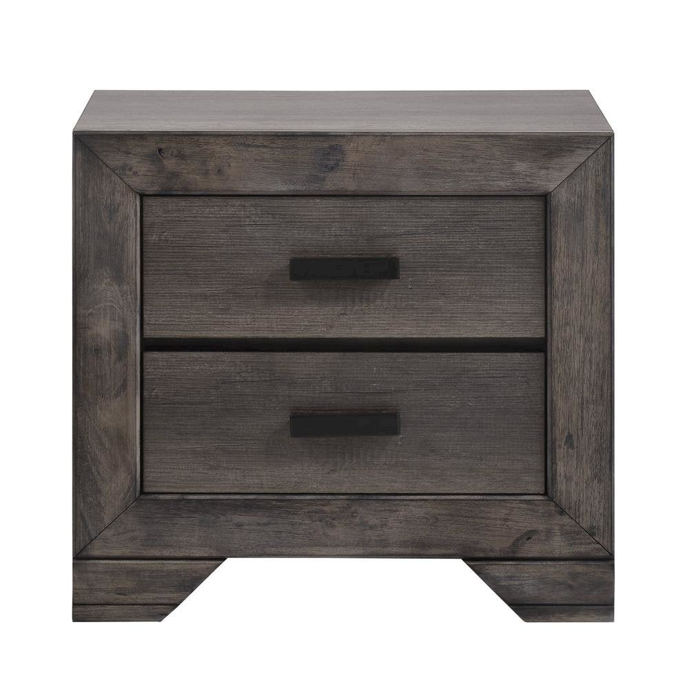 Gray Oak 2-Drawer Wooden Nightstand for Modern Bedroom Furniture