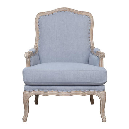 Elegant Blue Accent Chair with Plush Cushions for Living Room Comfort