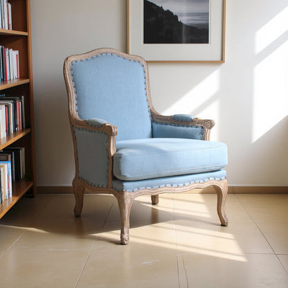 Elegant Blue Accent Chair with Plush Cushions for Living Room Comfort