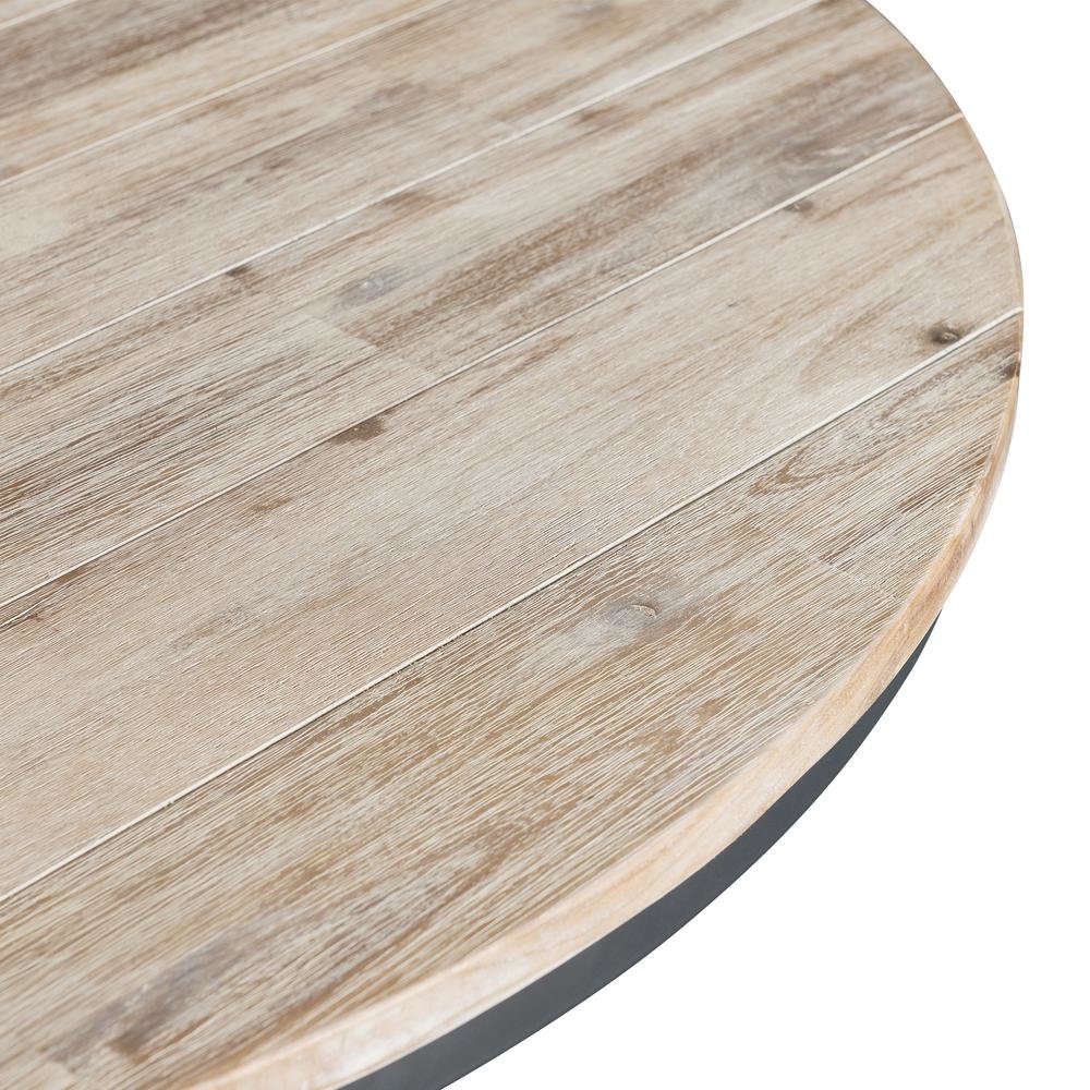 Round Beach Dining Table with Acacia Wood and Metal Base for Kitchens