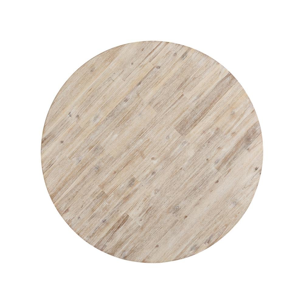 Round Beach Dining Table with Acacia Wood and Metal Base for Kitchens