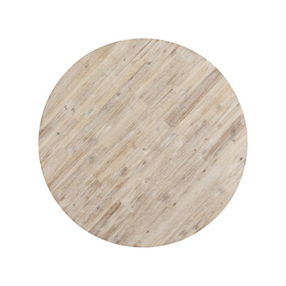 Round Beach Dining Table with Acacia Wood and Metal Base for Kitchens
