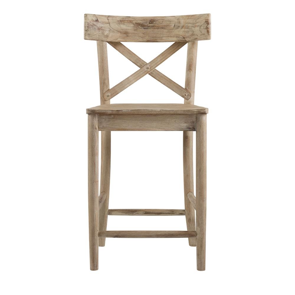 Beach Acacia Metal Counter Height Stool with Back