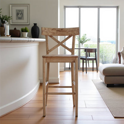 Beach Counter Stool with Back Support for Kitchen Island or Bar Seating