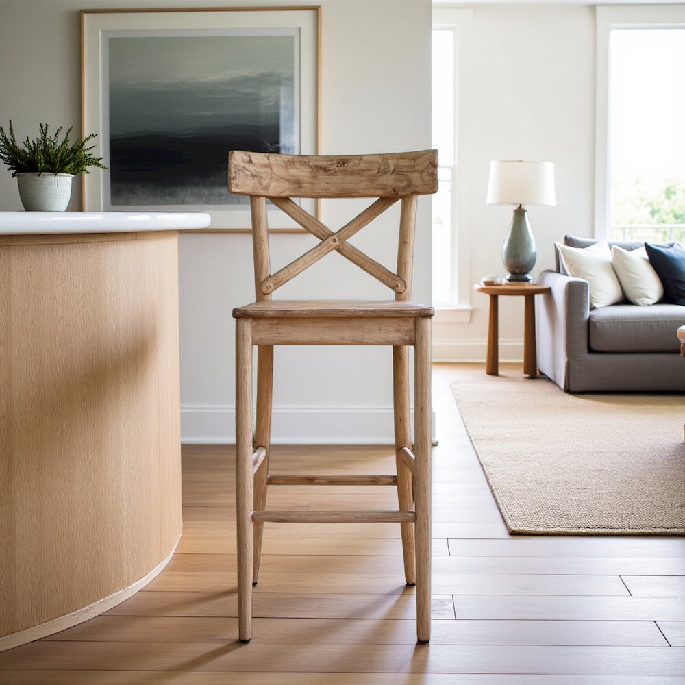 Beach Counter Stool with Back Support for Kitchen Island or Bar Seating