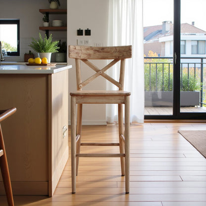 Beach Counter Stool with Back Support for Kitchen Island or Bar Seating