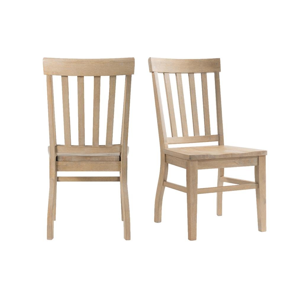 Natural Rubberwood Slat Back Dining Chair Set