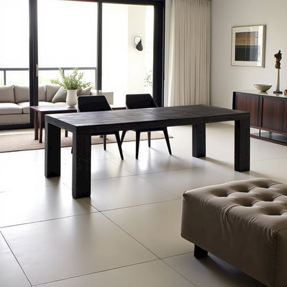 Black Wooden Dining Table for 6 with Acacia Veneer and Sturdy MDF Base