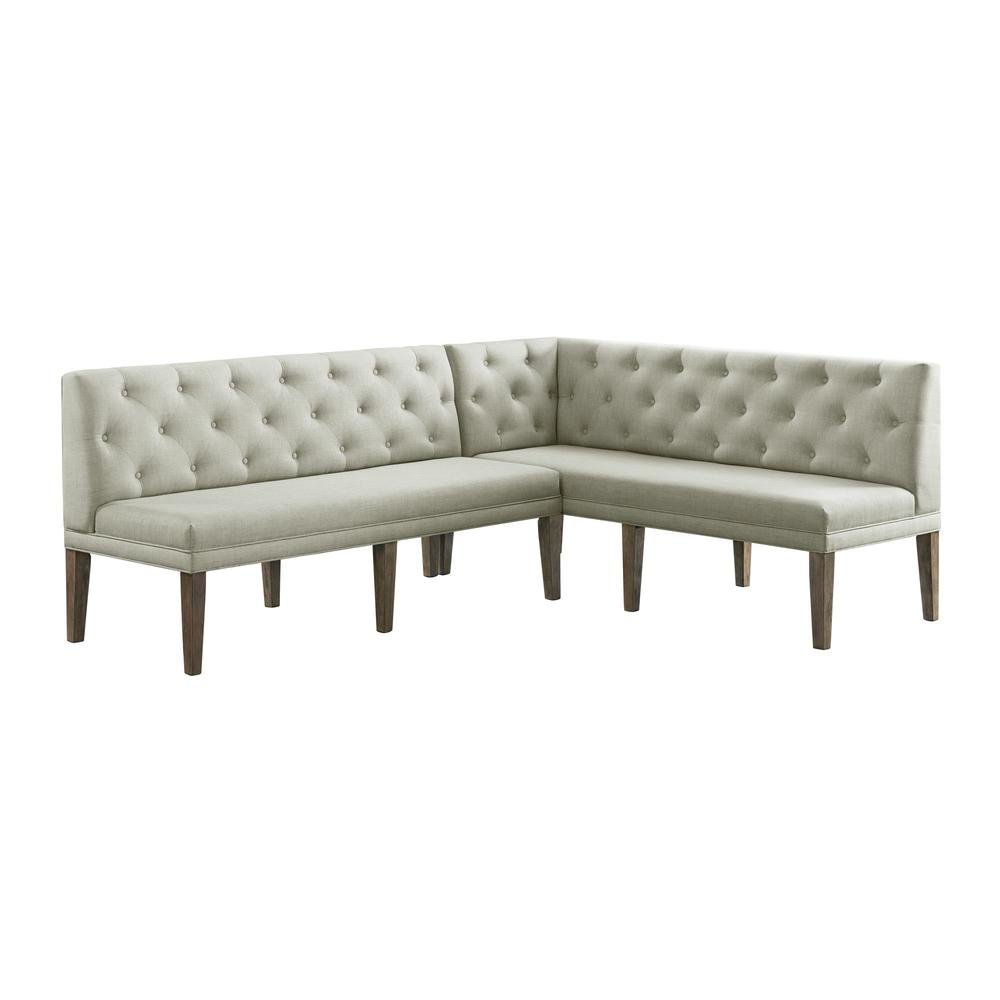 Gray Upholstered Settee Bench with Back for Dining or Lounge Seating