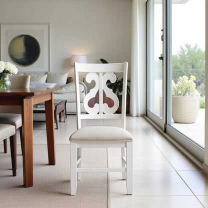 White Wooden Swirl Back Dining Chair Set