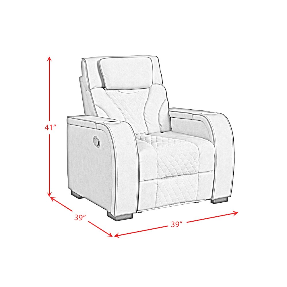 Tundra Motion Recliner with LED in Simba Slate and Black Welt