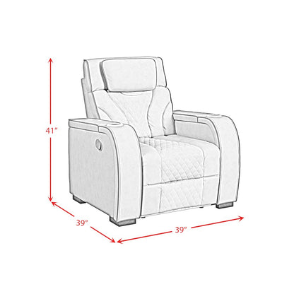 Tundra Motion Recliner with LED in Simba Slate and Black Welt