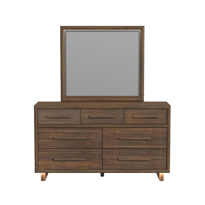 Perth Dresser and Mirror Set with LED in Brown