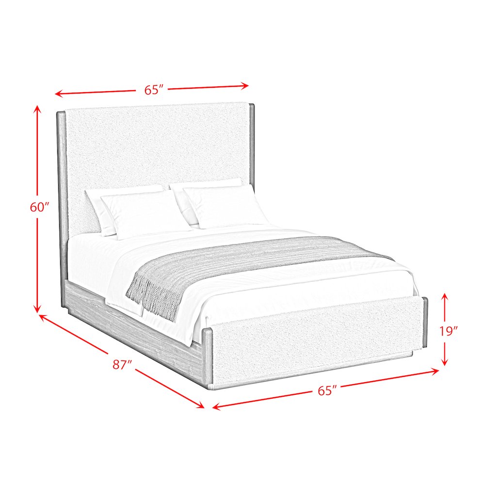 Perth  Queen UPH 3PC Bedroom Set with Boucle Beige and LED in Brown