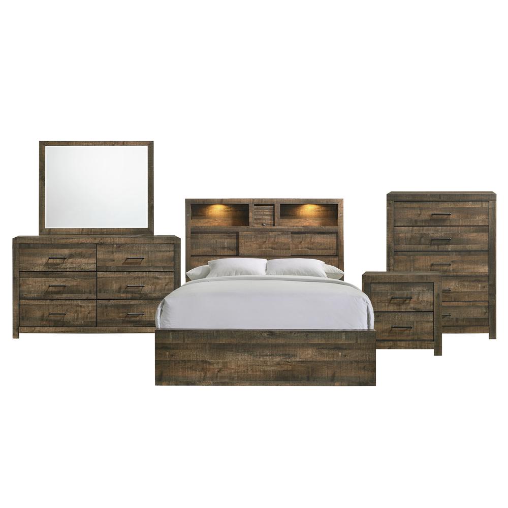 Beckett King Bookcase Panel 5PC Bedroom Set with Bluetooth