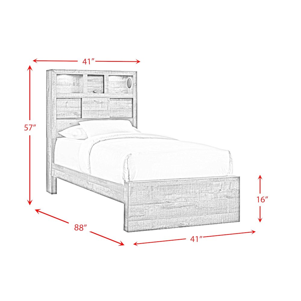 Beckett Twin Bookcase Panel 3PC Bedroom Set with Bluetooth