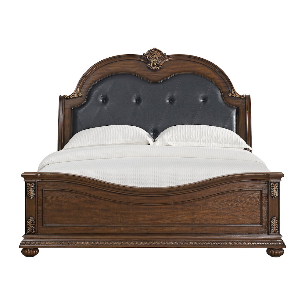 Concerto King UPH Bed with Black PU in Brown