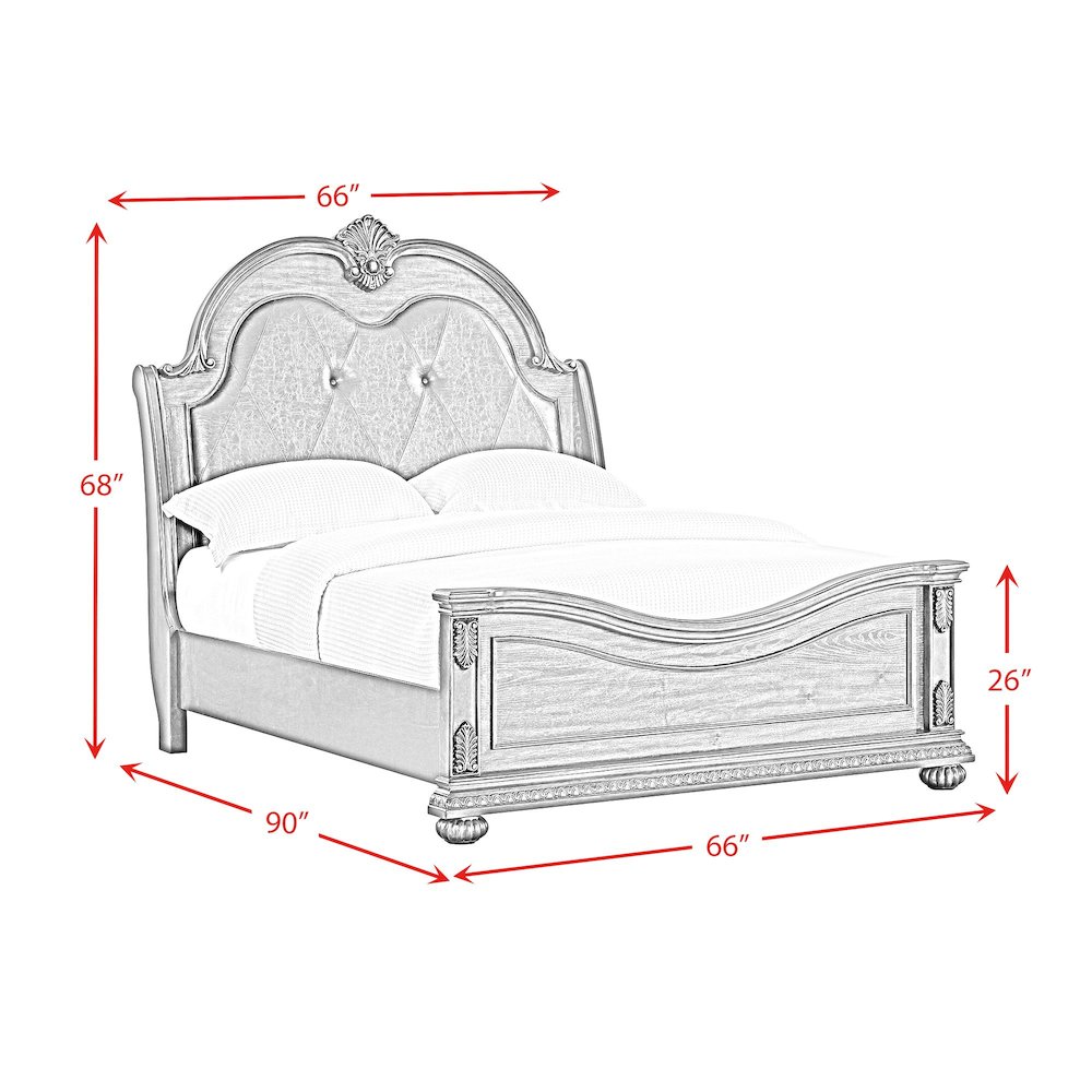 Concerto Queen UPH Bed with Black PU in Brown