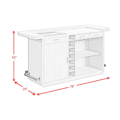 Cambria Bar Table in Off-White and Natural with LED