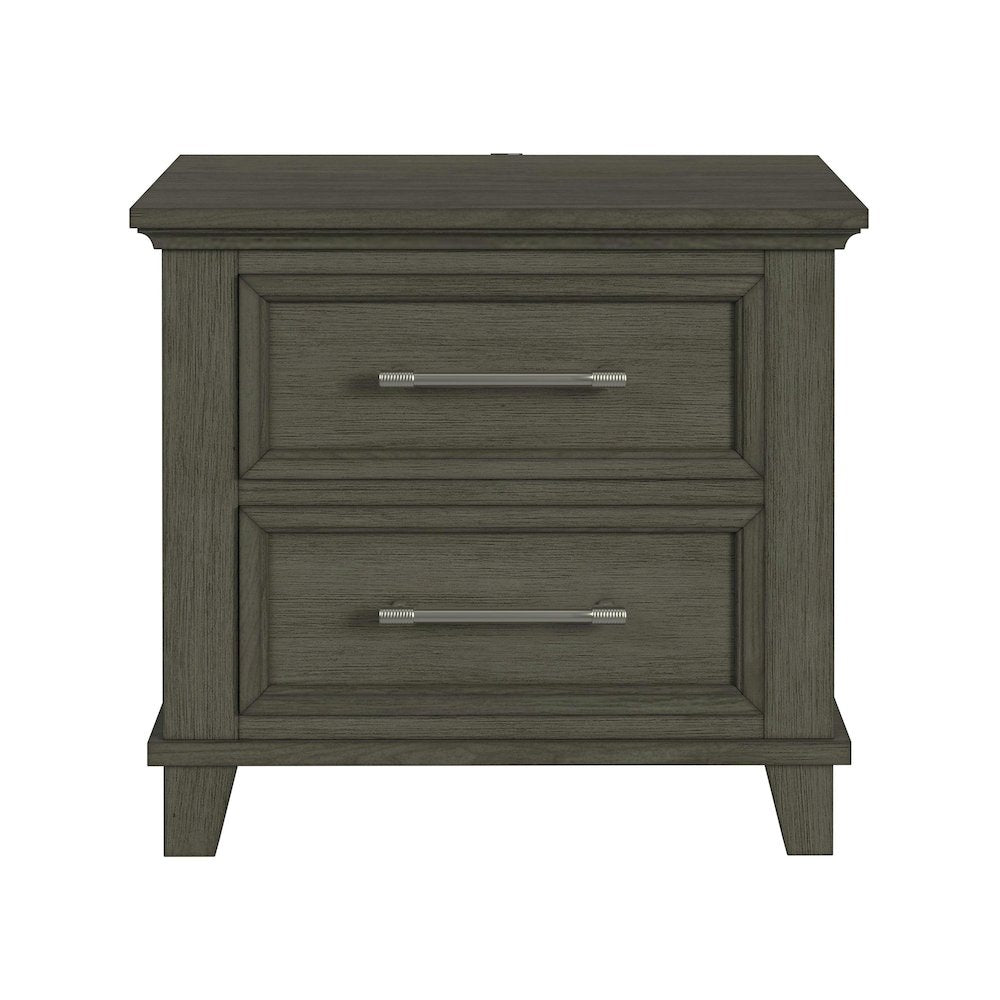 Henrik 2-Drawer Nightstand with USB in Grey