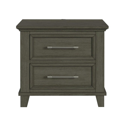 Henrik 2-Drawer Nightstand with USB in Grey