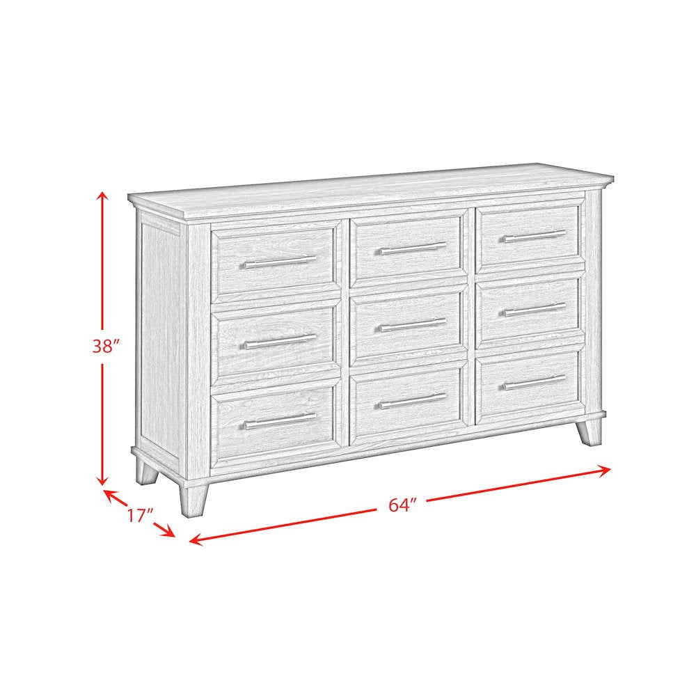 Henrik 9-Drawer Dresser in Grey